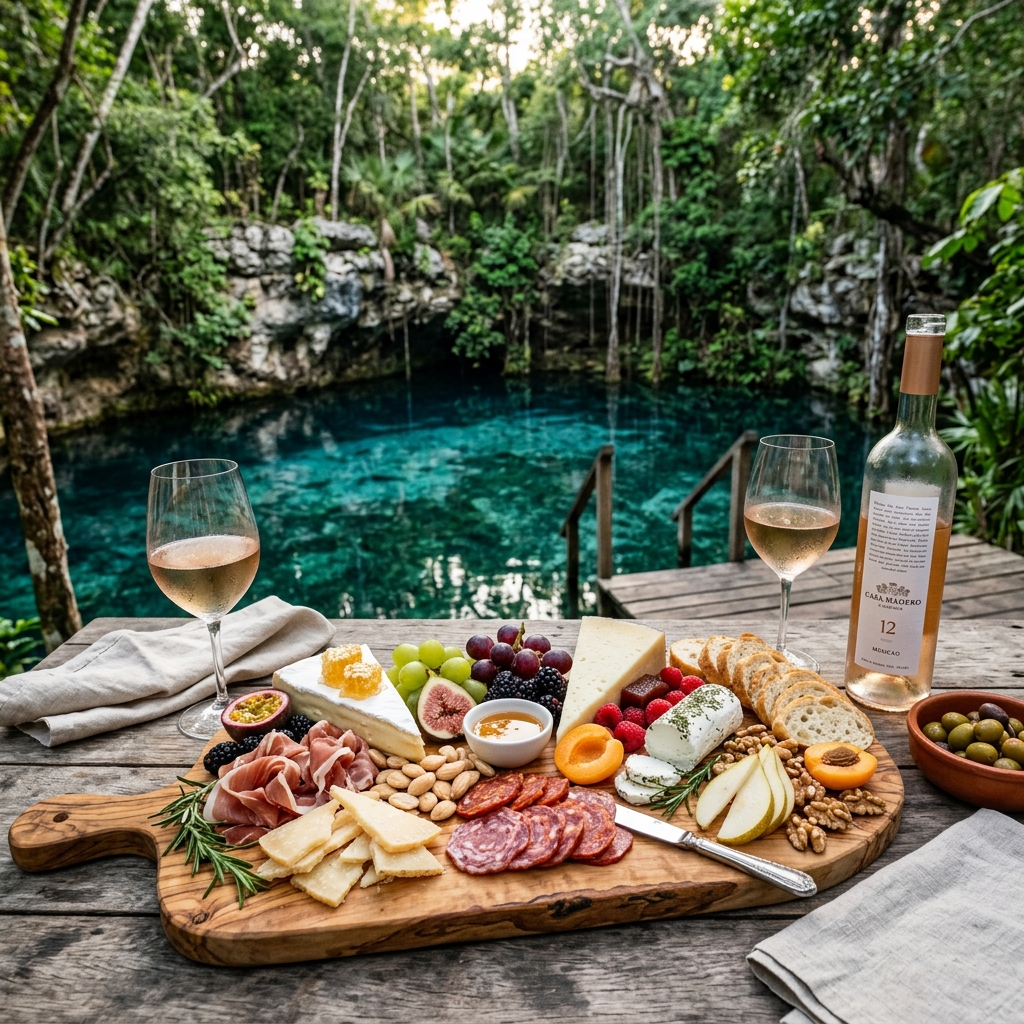 Charcutería elegante en un cenote